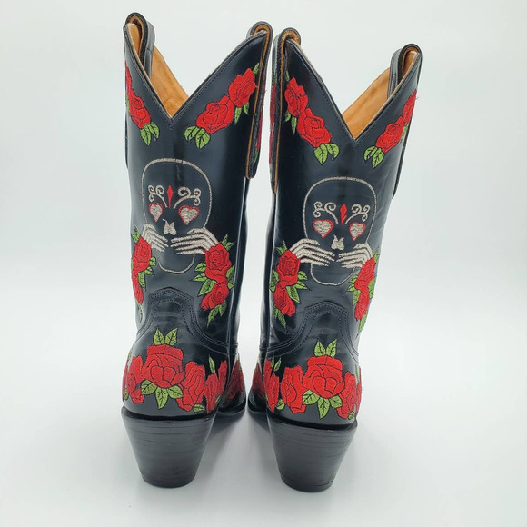 Old Gringo See No Evil Skull & Rose Cowboy Cowgirl Boots - Picture 6 of 12